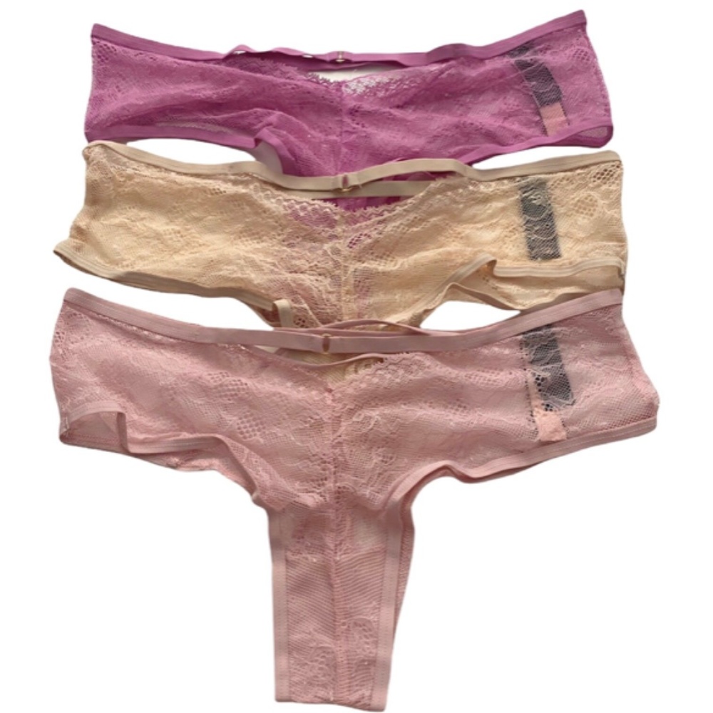 Victorias Secret New Strappy Cut Out Sexy Lace 3 Pack Cheeky Panty